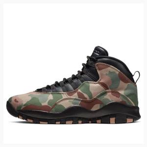 Air Jordan 10 Nike Retro Desert Camo Zapatillas Baloncesto Hombre Marrones Verde | JD-950DN