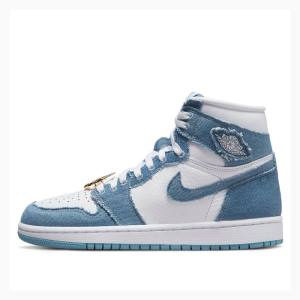 Air Jordan 1 Nike High OG Denim Zapatillas Baloncesto Mujer Blancas Azules | JD-297TH