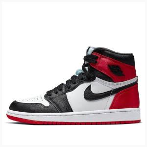 Air Jordan 1 Nike High OG Satin Black Puntera Zapatillas Baloncesto Mujer Rojas Negras | JD-875FS