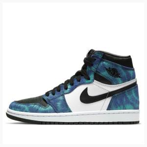 Air Jordan 1 Nike High OG Tie Dye Zapatillas Baloncesto Mujer Blancas Negras Azules | JD-034CP