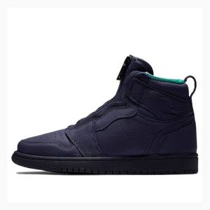 Air Jordan 1 Nike High Zip Blackened Zapatillas Baloncesto Mujer Azul Marino | JD-490EP