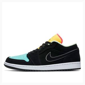 Air Jordan 1 Nike Low SE Zapatillas Hombre Negras Amarillo Verde | JD-382YR