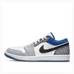 Air Jordan 1 Nike Low SE Zapatillas Hombre Blancas Azules Gris | JD-678OP