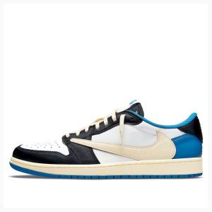 Air Jordan 1 Nike Low Travis Scott x Fragment Zapatillas Hombre Azules Negras | JD-759QY