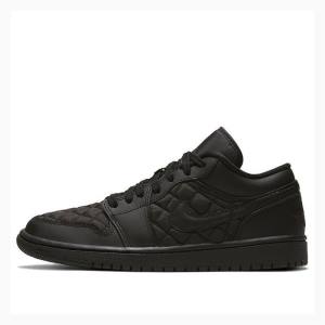 Air Jordan 1 Nike Low Triple Black Quilted Zapatillas Mujer Negras | JD-682HK