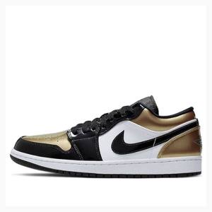 Air Jordan 1 Nike Low Zapatillas Hombre Doradas Negras | JD-129BN