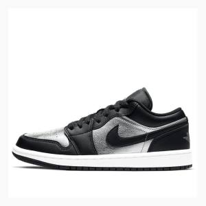 Air Jordan 1 Nike Low Zapatillas Mujer Negras Plateadas | JD-017TW