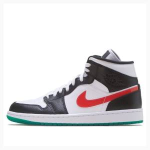 Air Jordan 1 Nike Mid Alternate Swooshes Zapatillas Baloncesto Mujer Negras Rojas Verde | JD-623CB