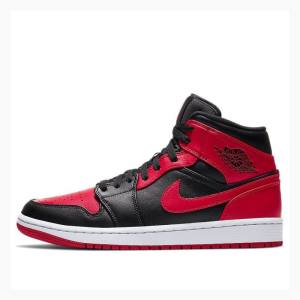 Air Jordan 1 Nike Mid Bred Banned Zapatillas Baloncesto Hombre Negras Blancas Rojas | JD-731JX