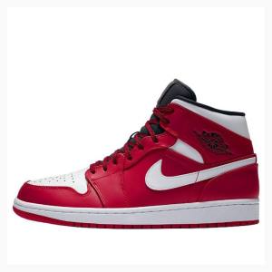 Air Jordan 1 Nike Mid Chicago Zapatillas Baloncesto Hombre Blancas Rojas | JD-641BP