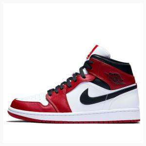 Air Jordan 1 Nike Mid Chicago Zapatillas Baloncesto Hombre Blancas Negras Rojas | JD-891CB