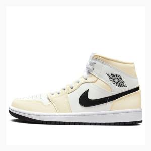 Air Jordan 1 Nike Mid Coconut Milk Zapatillas Baloncesto Mujer Blancas Negras | JD-380NB