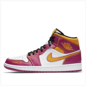 Air Jordan 1 Nike Mid DOD Dia de los Muertos Zapatillas Baloncesto Hombre Moradas Doradas | JD-761HP