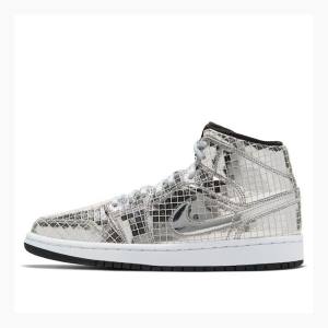 Air Jordan 1 Nike Mid Flashing Lights Zapatillas Baloncesto Mujer Plateadas | JD-804GE