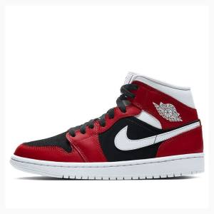 Air Jordan 1 Nike Mid Gym Zapatillas Baloncesto Mujer Rojas Negras | JD-921EU