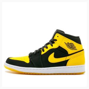 Air Jordan 1 Nike Mid New Love Zapatillas Baloncesto Hombre Negras Amarillo | JD-431RC