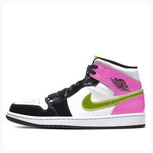 Air Jordan 1 Nike Mid SE 'Cyber Active Fuchsia' Zapatillas Baloncesto Hombre Blancas Doradas Moradas | JD-925CL