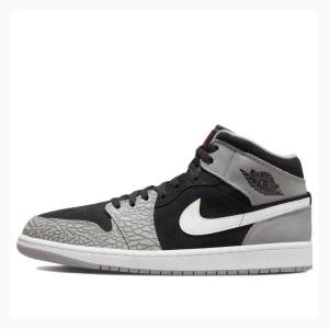 Air Jordan 1 Nike Mid SE Elephant Print Zapatillas Baloncesto Hombre Blancas Negras Gris | JD-943GJ