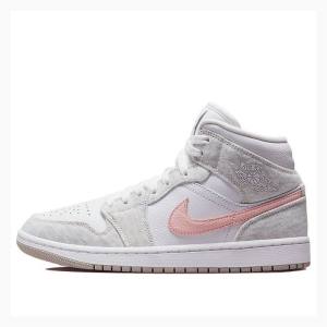 Air Jordan 1 Nike Mid SE Light Iron Ore Light Iron Ore (W) Zapatillas Baloncesto Mujer Blancas Gris Rosas | JD-142HQ