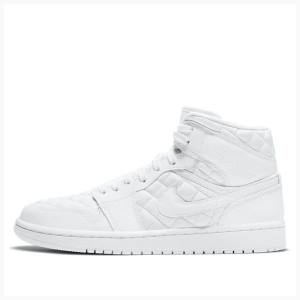 Air Jordan 1 Nike Mid SE Quilted Zapatillas Baloncesto Mujer Blancas | JD-057IX