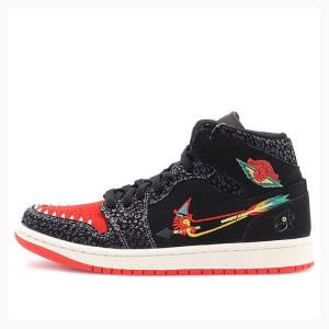 Air Jordan 1 Nike Mid SE Siempre Familia Zapatillas Baloncesto Hombre Negras Rojas | JD-291SM