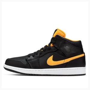 Air Jordan 1 Nike Mid SE Zapatillas Baloncesto Hombre Negras Doradas | JD-150DU