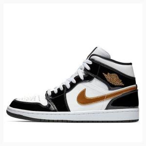 Air Jordan 1 Nike Mid SE Zapatillas Baloncesto Hombre Negras Doradas | JD-732NH