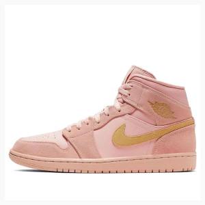 Air Jordan 1 Nike Mid SE Zapatillas Baloncesto Hombre Coral Doradas | JD-852QJ