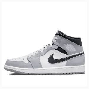 Air Jordan 1 Nike Mid Smoke Zapatillas Baloncesto Hombre Gris Blancas Negras | JD-834EM