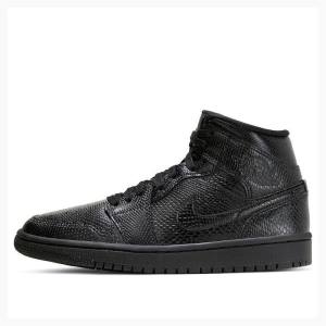 Air Jordan 1 Nike Mid Snakeskin Zapatillas Baloncesto Mujer Negras | JD-650IF