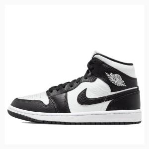 Air Jordan 1 Nike Mid Split Zapatillas Baloncesto Mujer Negras Blancas | JD-451JF