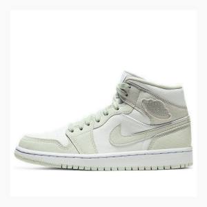 Air Jordan 1 Nike Mid Spruce Aura Zapatillas Baloncesto Mujer Verde Blancas | JD-691NO