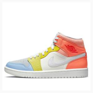 Air Jordan 1 Nike Mid 'To My First Coach' To My First Coach (W) Zapatillas Baloncesto Mujer Blancas Naranjas Amarillo | JD-961DF