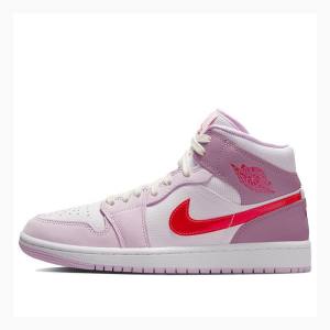 Air Jordan 1 Nike Mid Valentines Day Zapatillas Baloncesto Mujer Rojas Moradas | JD-578TF