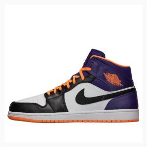 Air Jordan 1 Nike Mid White Bright Citrus Zapatillas Baloncesto Hombre Moradas Negras Naranjas | JD-178FU