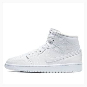 Air Jordan 1 Nike Mid 'White Snakeskin'(W) Zapatillas Baloncesto Mujer Blancas | JD-174GL