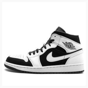 Air Jordan 1 Nike Mid Zapatillas Baloncesto Hombre Blancas Negras | JD-184MQ