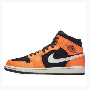 Air Jordan 1 Nike Mid Zapatillas Baloncesto Hombre Naranjas Negras | JD-518CF