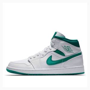 Air Jordan 1 Nike Mid Zapatillas Baloncesto Hombre Verde Blancas | JD-518TK