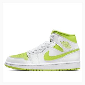 Air Jordan 1 Nike Mid Zapatillas Baloncesto Mujer Blancas Verde | JD-632ZQ