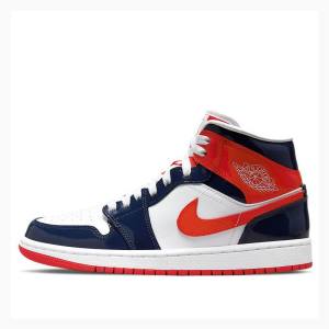 Air Jordan 1 Nike Mid Zapatillas Baloncesto Mujer Rojas Azules | JD-896OU