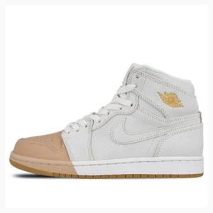 Air Jordan 1 Nike Retro HI PRM Tan Zapatillas Baloncesto Mujer Blancas Marrones | JD-213EO