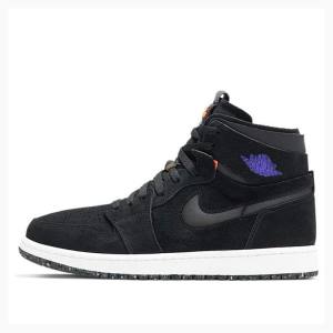 Air Jordan 1 Nike Retro High Zoom Court Zapatillas Baloncesto Hombre Negras Moradas | JD-603OF