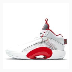 Air Jordan 35 Nike Fire Zapatillas Baloncesto Hombre Blancas Rojas Plateadas | JD-167EN