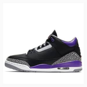 Air Jordan 3 Nike Retro Zapatillas Baloncesto Hombre Negras Moradas | JD-423UC