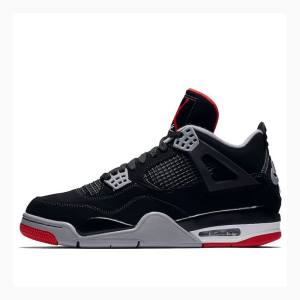 Air Jordan 4 Nike Retro Bred Zapatillas Baloncesto Hombre Negras Rojas | JD-345HV