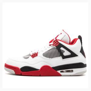 Air Jordan 4 Nike Retro Fire Zapatillas Baloncesto Hombre Blancas Rojas | JD-519VB