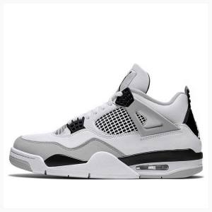 Air Jordan 4 Nike Retro Military Black Zapatillas Baloncesto Hombre Blancas Plateadas | JD-384DW