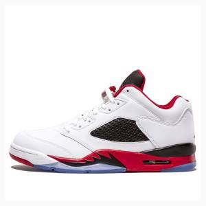 Air Jordan 5 Nike Retro Low Zapatillas Hombre Blancas Rojas | JD-028VL