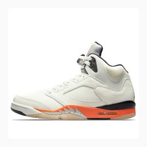 Air Jordan 5 Nike Retro Shattered Backboard Zapatillas Baloncesto Hombre Blancas Naranjas | JD-876GP